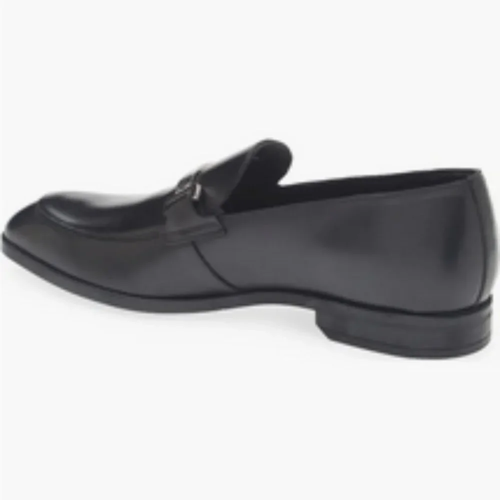 Bally Men's Onisor Black Leather Apron Toe Bit Loafer. Sz: 8